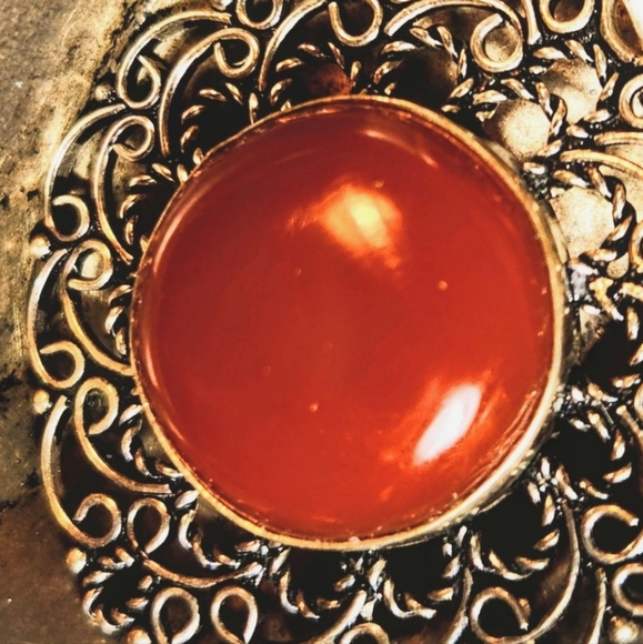 Lovely, Victorian-Style, Natural Carnelian Cab Pndnt. 925 Sterling Pltd - Picture 3 of 5